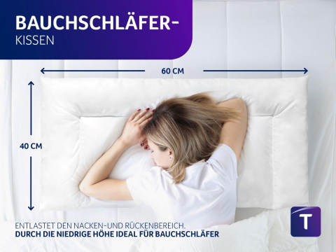 Pernă Traumnacht 40x60 cm – Pentru dormit pe burtă, Oeko-Tex, moale și respirabilă [2]