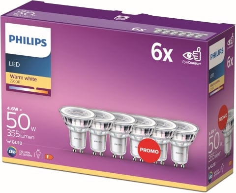 Philips LED Classic GU10 – Set 6 Spoturi 2700K, Eficiente & Durabile, 50W Echivalent [2]