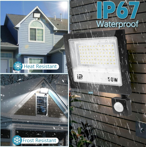 Proiector LED 50W cu Senzor Mișcare PIR – 5000LM, IP67, 7000K, Exterior [2]