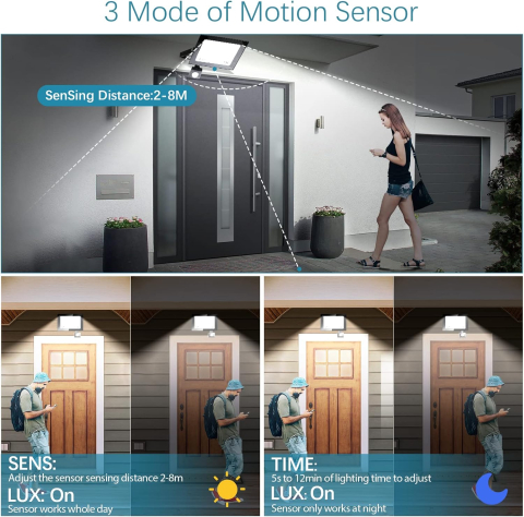 Proiector LED 50W cu Senzor Mișcare PIR – 5000LM, IP67, 7000K, Exterior [3]