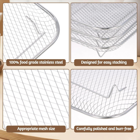 Raft Air Fryer Inox 304 – 3 Niveluri, Compatibil Cosori/Ninja, Deshidratare & Gătire Uniformă [3]