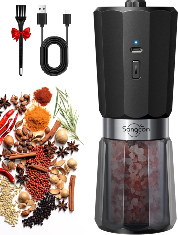 Bucătărie - Râșniță Electrică Sare & Piper Sangcon – 2 Viteze, 800mAh, Auto-Curățare, Reglaj 5 Trepte