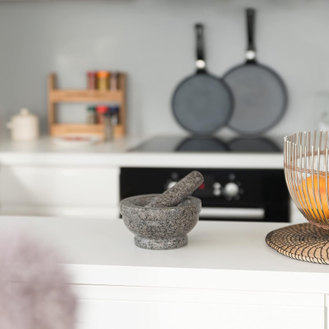 Pistil și Mojar din Granit, 17 cm, Robust și Durabil, Granit Natural Șlefuit – Relaxdays [1]