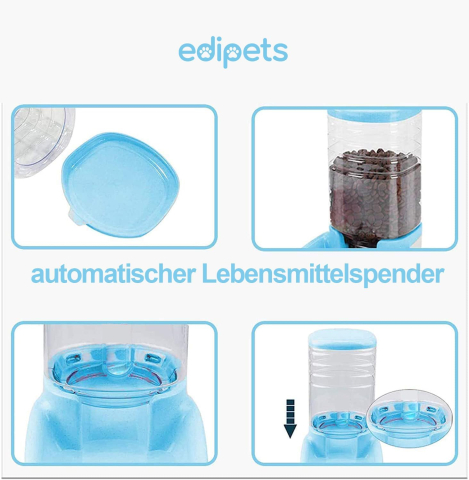 Dispenser Automat Hrană & Apă 3.8L – Set 2 Unități | Edipets Blue [4]