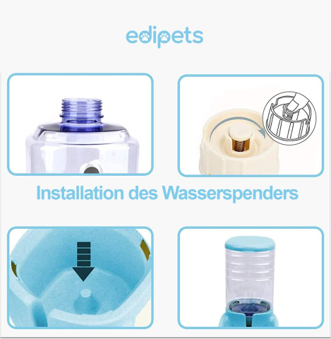 Dispenser Automat Hrană & Apă 3.8L – Set 2 Unități | Edipets Blue [1]