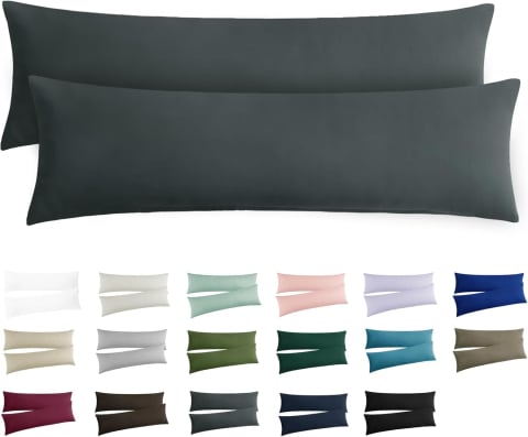 Produse - Set 2 Fețe de Pernă 40×145 cm – Microfibră Moale, Gri Antracit, OEKO-TEX – RUIKASI