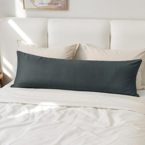 Set 2 Fețe de Pernă 40×145 cm – Microfibră Moale, Gri Antracit, OEKO-TEX – RUIKASI [2]