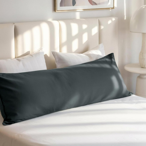 Set 2 Fețe de Pernă 40×145 cm – Microfibră Moale, Gri Antracit, OEKO-TEX – RUIKASI [1]