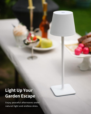 Set 2 Lămpi de Masă LED – Wireless, Reglabile, 5200 mAh, IP54, 3 Nuanțe de Lumină, Alb [1]