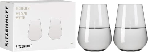 Bucătărie - Set 2 Pahare Cristal 500 ml – Ritzenhoff Fjordlicht No. 2, Gradient Gri, Premium