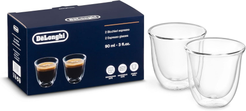 Bucătărie - Pahare Espresso De’Longhi – Set 2 buc., Pereți Dubli, Sticlă Termică, Premium