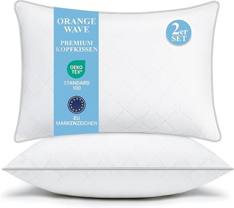 Produse - Set 2 perne 40x80 cm – microfibră 950 g, hipoalergenice & Oeko-Tex – Orange Wave
