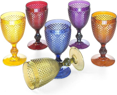 Set 6 Pahare pentru Vin Roșu Enjoy Home „Diamond”, Plastic MS, 39 cl – Rezistente la Șocuri, Compatibile cu Mașina de Spălat Vase [2]