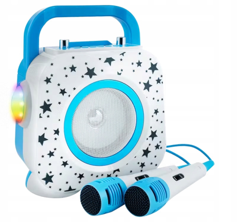 Accesorii multimedia - Set Karaoke pentru Copii cu 2 Microfoane și Boxă Portabilă Bluetooth, Lumini LED, Albastru