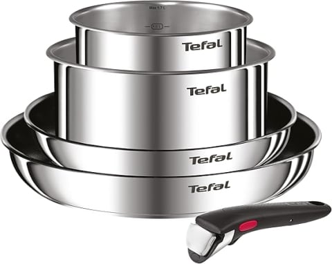 Bucătărie - Set oale și tigăi Tefal Ingenio Emotion 5 piese – Inducție, mâner detașabil, Titanium 2X