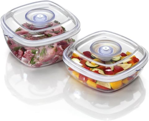 Recipiente depozitare și pentru deplasare - Set recipiente vidat pentru alimente 1 L și 2 L – compatibile Laica, BPA-Free