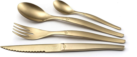 Set tacâmuri steak pentru 4 persoane, 16 piese, inox PVD Champagne – Lou Laguiole JET [1]