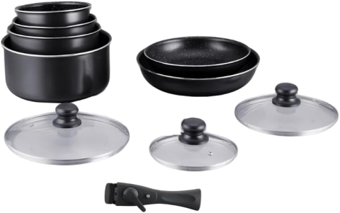 Set vase HAGEN 10 piese – înveliș stone, mâner detașabil, compatibil inducție [2]