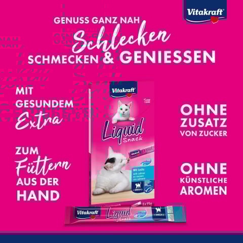 Vitakraft Liquid Snack Omega-3 cu Somon – 6 Plicuri, Snack Lichid Pisici [1]