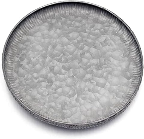 Bucătărie - Tavă Decorativă Rotundă 25 cm – Metal Galvanizat, Margini Ondulate, Funerom