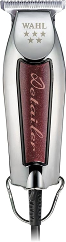 Epilare și ras - Trimmer Profesional cu Fir și Lamă T Extra-Lată Wahl Wide Detailer – Chrome/Burgundy