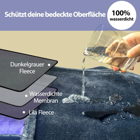 Pături și cuverturi - Pătură Waterproof pentru Cupluri 230 × 203 cm YISURE , Reversibilă, Gri & Mov – Protecție pentru Pat, Canapea și Mobilier