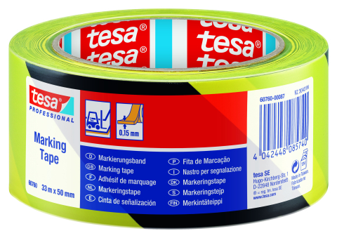 Produse - Bandă de marcare tesa Professional, galben-negru, 33m x 50mm - Tesa 60760