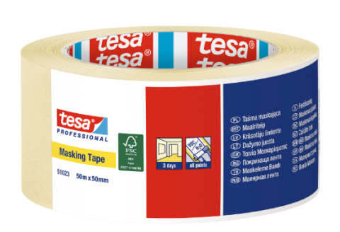 Produse - Bandă de mascare Professional, maro, 50m x 50mm - Tesa 51023 - Tesa