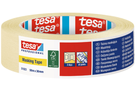 Produse - Bandă de mascare Professional, maro, 50m x 30mm - Tesa 51023