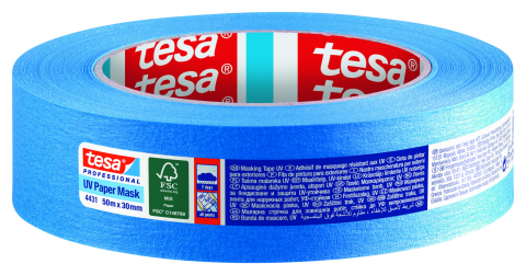 Mascare - Bandă de mascare pentru exterior, cu rezistență UV, albastru, 50m x 30mm, Tesa - 4431
