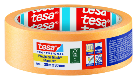 Mascare - Bandă de mascare Precision Mask, portocaliu, 50m x 25mm - Tesa 4344