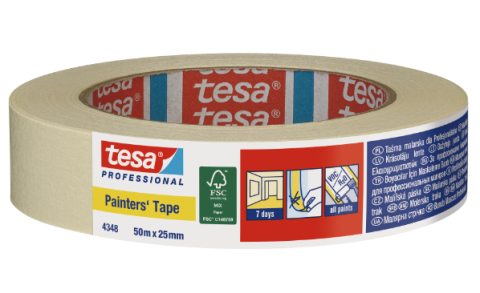 Produse - Bandă de mascare Professional Painters' Tape, maro deschis, 50m x 25mm - Tesa 4348