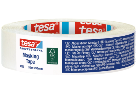 Produse - Bandă de mascare Proffesional Pro White, crem pal, 50m x 30mm - Tesa 4325