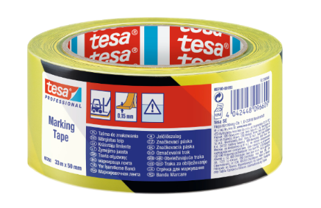 Benzi de mascare - Bandă de mascare tesa Professional, galben-negru, 33m x 50mm - Tesa 60760