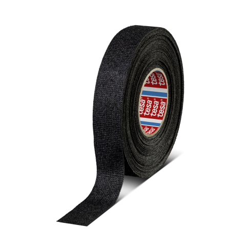 Benzi electroizolante / matisare - Bandă izolatoare textilă pentru cablaje, negru, 25m x 19mm - Tesa 51618