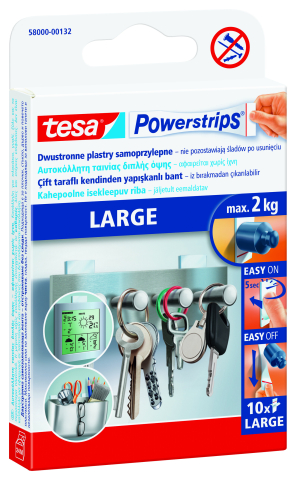 Produse - Fâșii dublu adezive Tesa Powerstrips, set 10 buc, capacitate 2kg - Tesa 58000