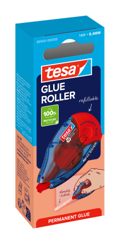 Glue-uri și corectoare - Roller adeziv permanent reîncărcabil, transparent, 14m x 8.4mm - Tesa 59100