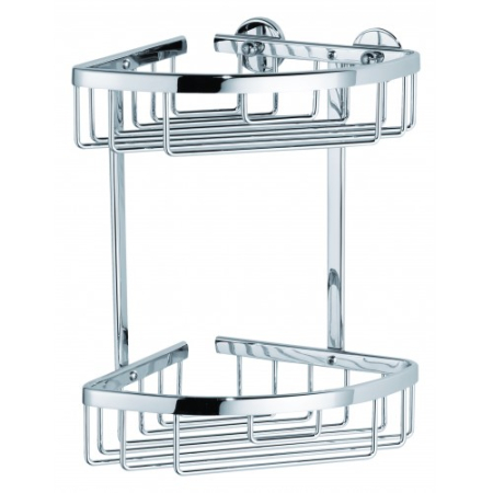 Accesorii de baie - Etajeră autoadezivă de colț pentru baie Aluxx cu 2 rafturi din aluminiu cromat - Tesa 40205