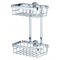 Produse - Etajeră autoadezivă pentru baie Aluxx cu 2 rafturi din aluminiu cromat - Tesa 40211