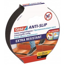 Benzi antialunecare - Bandă adezivă antialunecare, negru, 5m x 25mm - Tesa 55587