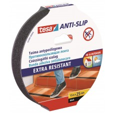 Benzi antialunecare - Bandă adezivă antialunecare, negru, 15m x 25mm - Tesa 55589