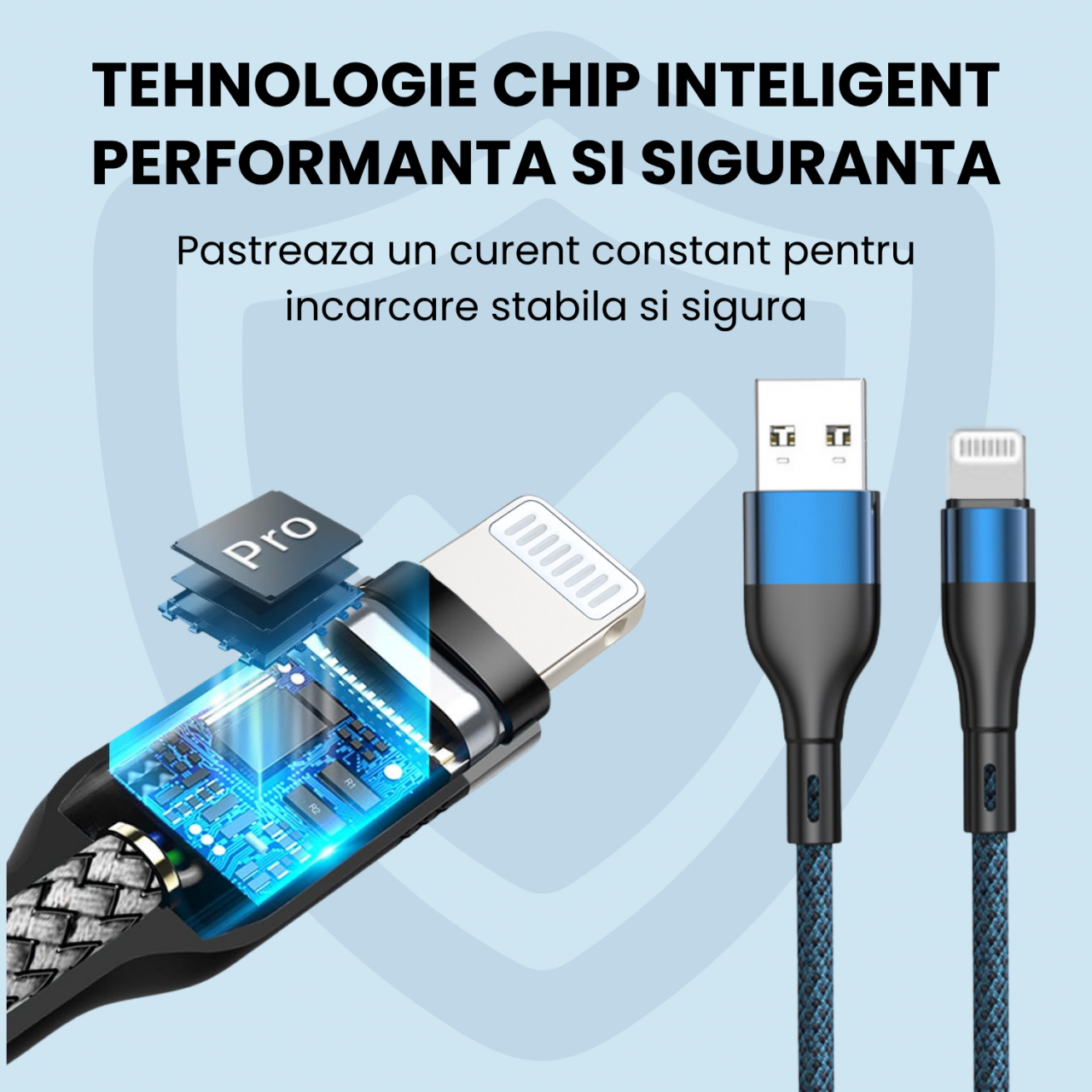 Cablu Lightning Magnetic Albastru 1.5m, USB-A, Incarcare Rapida 2A – Compatibil iPhone [5]