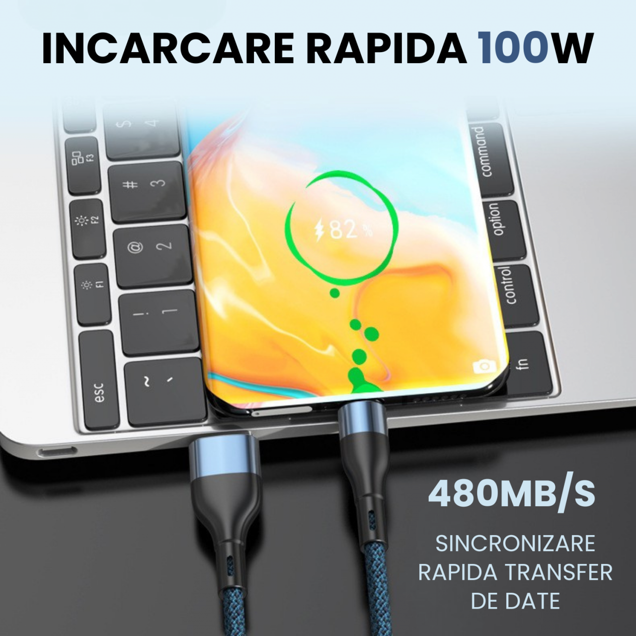 Cablu Lightning Magnetic Albastru 1.5m, USB-A, Incarcare Rapida 2A – Compatibil iPhone [8]