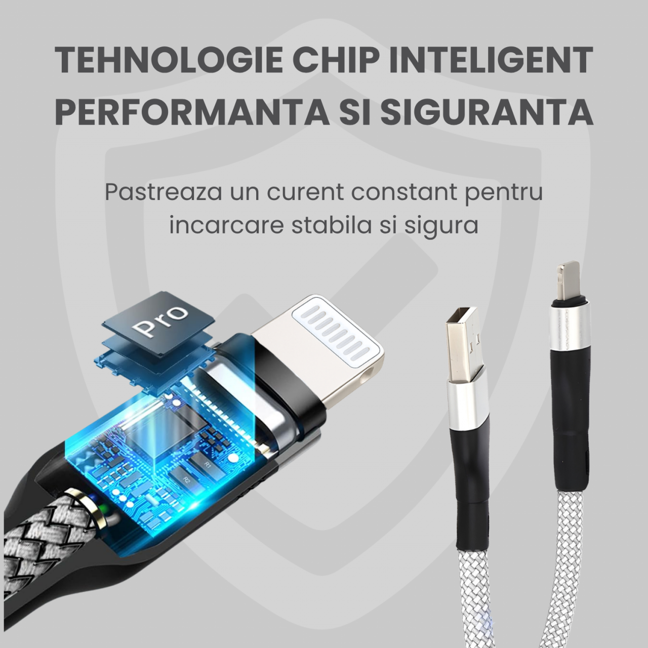 Cablu Lightning Magnetic Alb 1.5m, USB-A, Incarcare Rapida 2A – Compatibil iPhone, iPad [5]