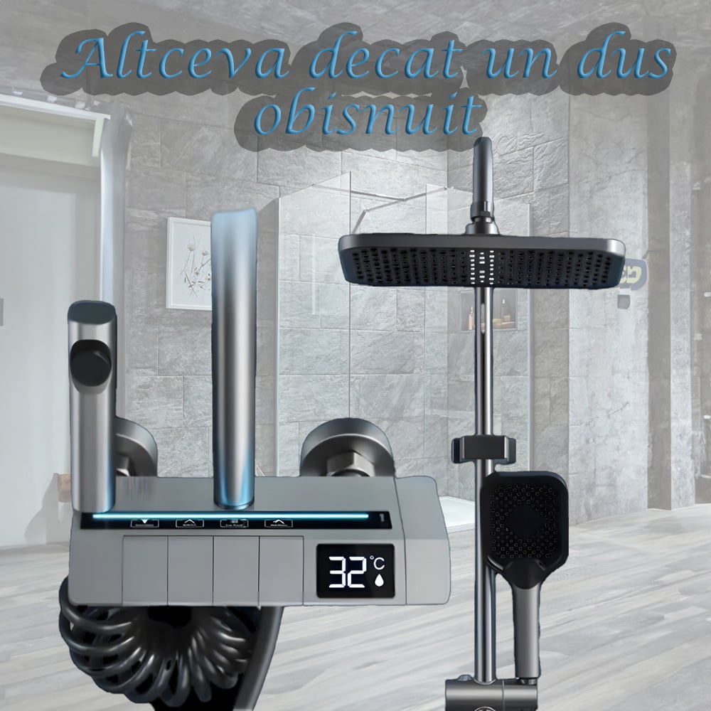 Coloana de dus LED, Afisaj Temperatura, 4 Moduri de Curgere, Dus Ploaie si Dus de Mana, Design Modern, Gri Inchis [9]