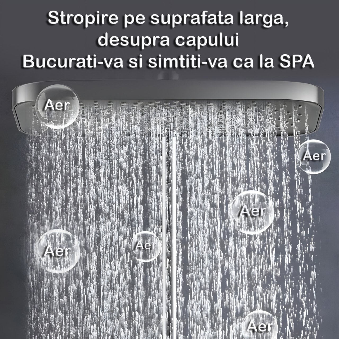Coloana de dus LED, Afisaj Temperatura, 4 Moduri de Curgere, Dus Ploaie si Dus de Mana, Design Modern, Gri Inchis [3]