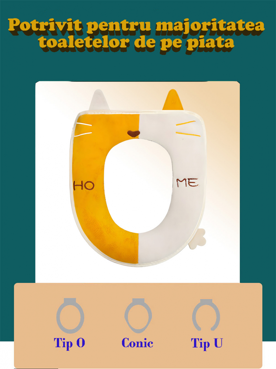 Husa Colac WC Confortabila, Moale si Pufos, Bumbac Rezistent, Fermoar Practic, Termoizolanta, Crem/Alb, 44x38 cm [5]