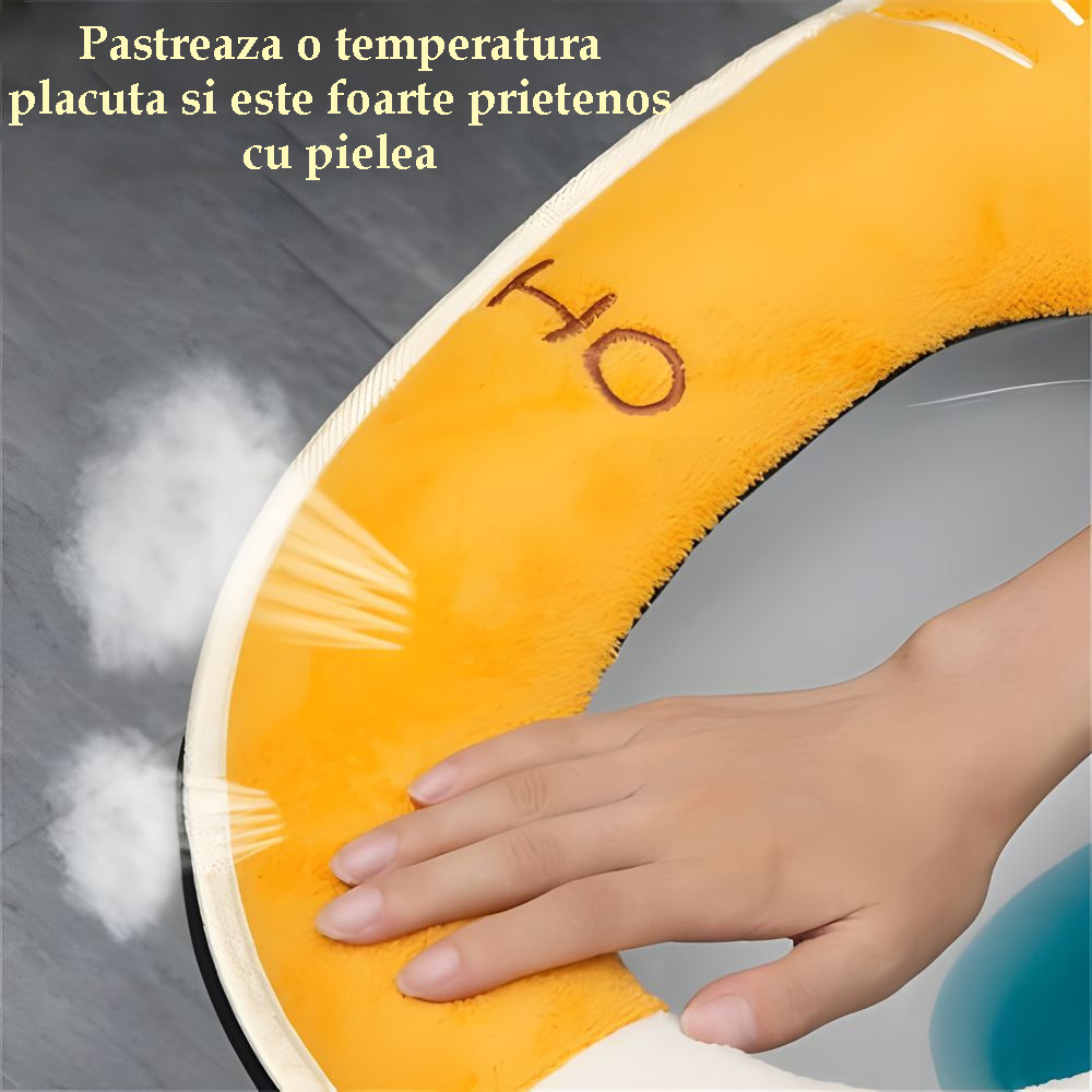 Husa Colac WC Confortabila, Moale si Pufos, Bumbac Rezistent, Fermoar Practic, Termoizolanta, Crem/Alb, 44x38 cm [4]
