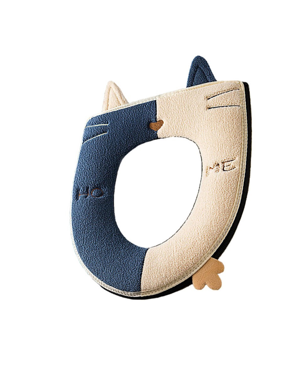 **Husa Colac WC Confortabila, Moale si Pufos, Bumbac Rezistent, Fermoar Practic, Termoizolanta, Albastru/Crem, 44x38 cm** [4]