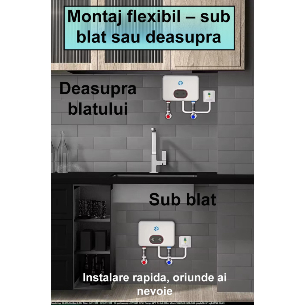 Incalzitor Electric Instant 3500W–5500W cu Afisaj LED si Para de Dus [3]